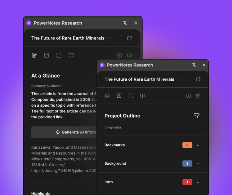 PowerNotes Researcher extension